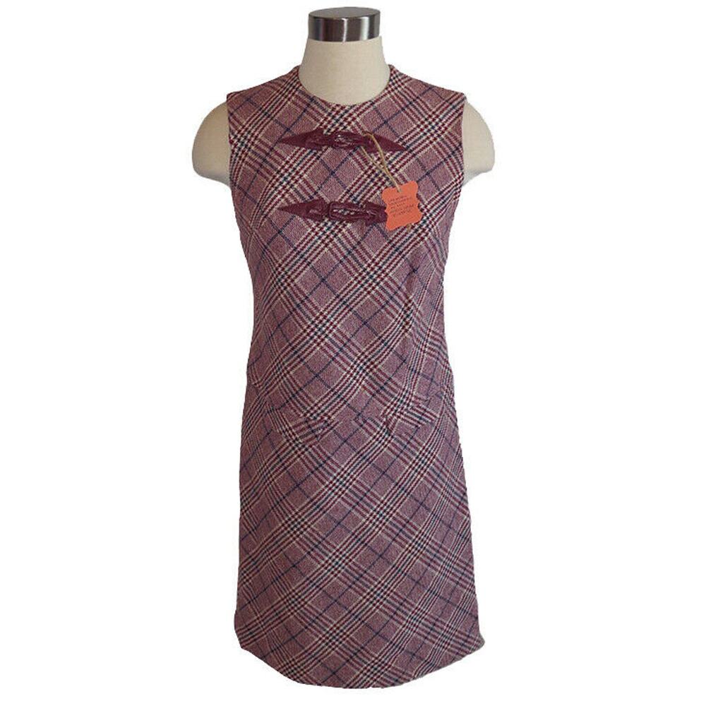 Irvington Sportswear by Lili Garnet Red Plaid Scooter Dress Women 11 Vintage 70s